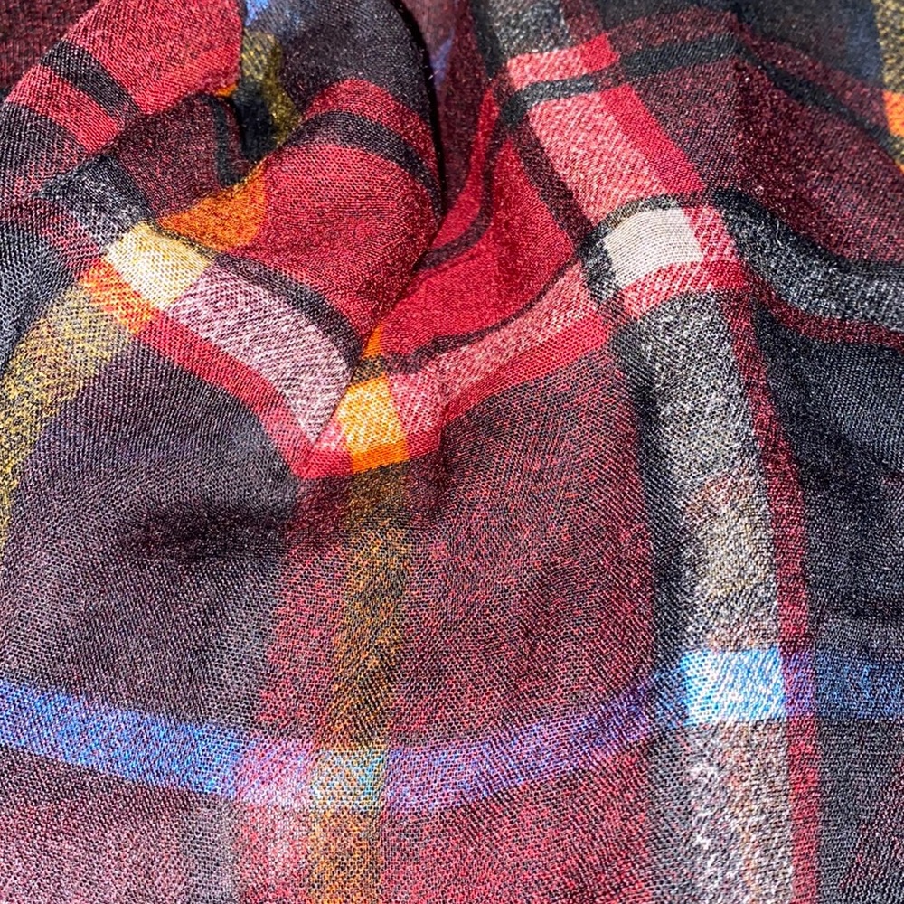 Plaid sheer infinity scarf